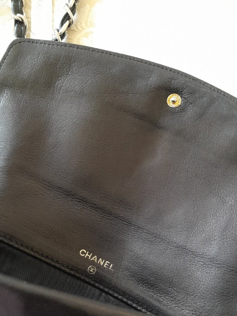 Authentic Vintage Chanel Caviar Clutch or Wallet On Chain with Gold CC Zipper! - Picture 4 of 16
